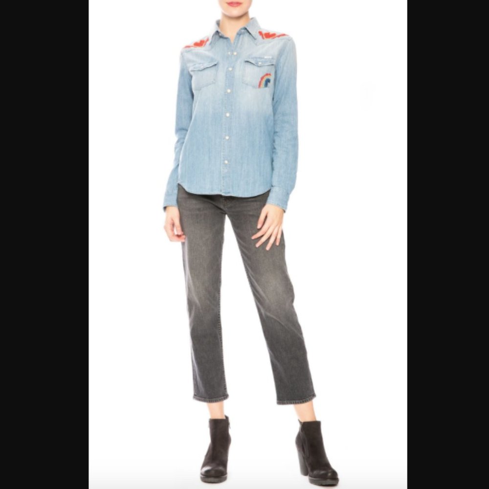 MOTHER | All my ex's embroidered denim shirt (Surf Girl School) - Picture 5 of 16